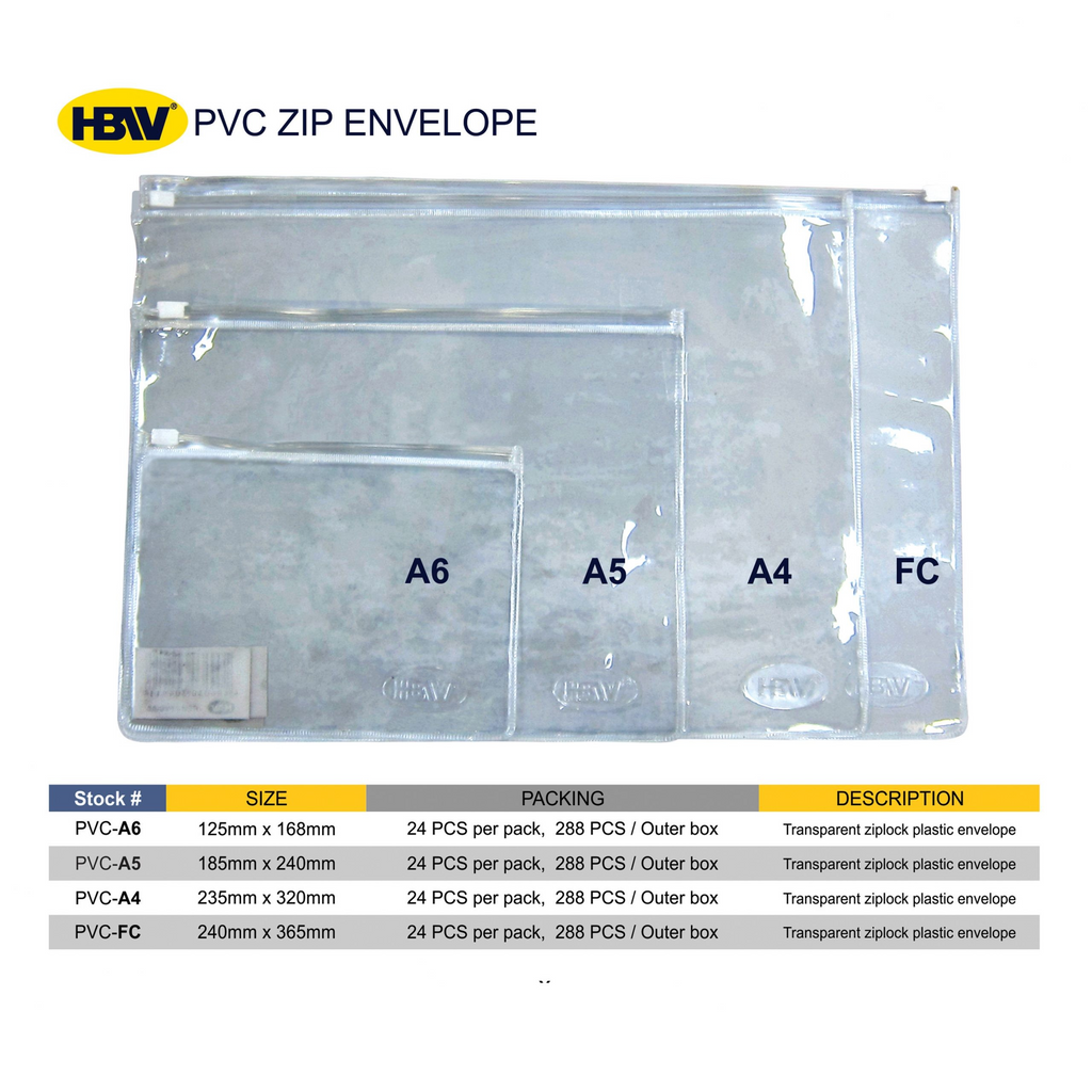 HBW PVC ZIP ENVELOP