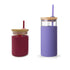 Neon covered glass tumbler with straw purple