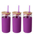 Neon covered glass tumbler with straw violet