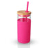 Neon covered glass tumbler with straw pink