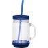 Clear Plastic Mason Mug with Straw blue
